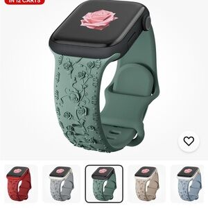 Floral Embossed Green Smartwatch Band